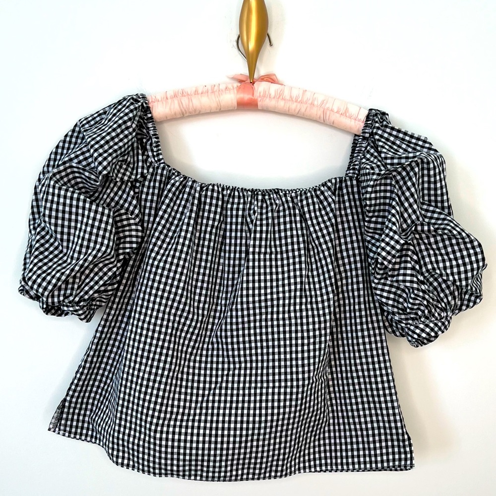 Aqua Brand, Size: 0, Black/White Gingham, Off Shoulder Blouse.